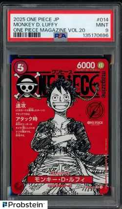 2025 ONE PIECE JPN PROMOS ONE PIECE MAGAZINE VOL.20 #014 MONKEY D. LUFFY PSA 9 - Image 1