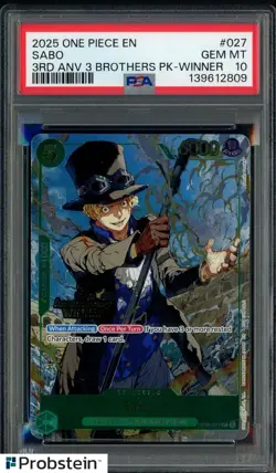 2025 One Piece EN 3rd Anniversary 3 Brothers Winner #027 Sabo PSA 10 GEM MINT - Image 1