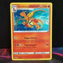 Pokemon TCG Special Delivery Charizard SWSH075 Holo Card NM Condition - Image 1