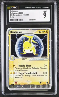 CGC 9 MINT Raichu ex 2003 EX Sandstorm 98/100 Holo Pokemon Card - Image 1