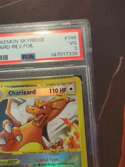 2003 Pokemon Charizard Crystal Skyridge 146/144 Reverse Holo Card PSA 3 - Image 3