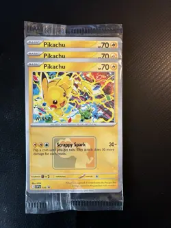 Pikachu “Winner” Promo 2025 World Championships Pokemon 3 Pack Sealed - Image 1