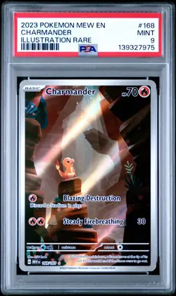 2023 Pokemon Mew-151 Charmander PSA Mint 9 Illustration Rare #168 ENG - Image 1