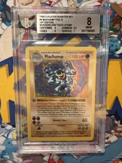 Pokemon Machamp Shadowless 1st Edition Mislabeled BECKETT 8 *Not thick stamp* - Image 1