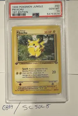 1999 POKEMON JUNGLE 1ST EDITION - PIKACHU #60 ENGLISH PSA 10 Gem Mint - Image 2