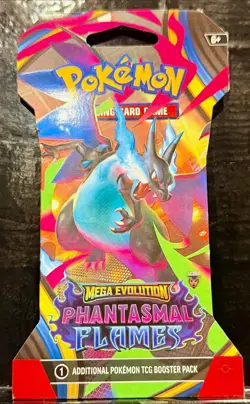 Pokemon TCG- Mega Evolutions Phantasm Flames Sleeved Booster Pack - Image 1
