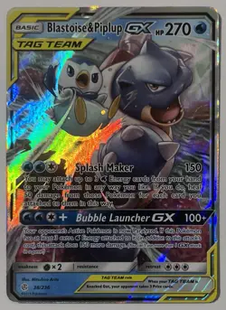 Blastoise & Piplup GX 38/236 Cosmic Eclipse Alternate Art Tag Team Pokemon - Image 1