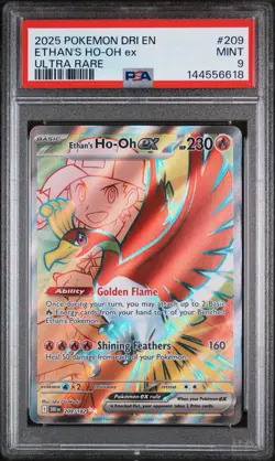 2025 Pokemon Destined Rivals #209 Ethan’s Ho-Oh ex Ultra Rare PSA 9 - Image 1