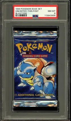 Pokemon 1999 Vintage WOTC Base Set Blastoise Sealed Booster Pack PSA 8 - Image 1