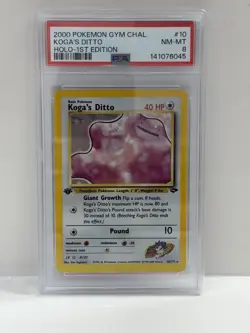2000 Pokemon Gym Challenge Holo Rare Koga’s Ditto First Edition 10/132 PSA 8 - Image 1