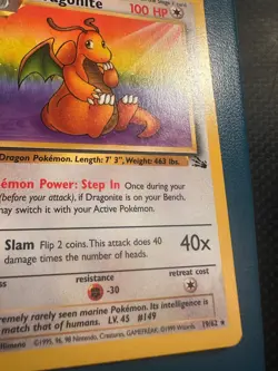 Dragonite - 19/62 - Pokemon Fossil Unlimited Rare Card WOTC LP - Image 3