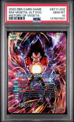 2022 DRAGON BALL SUPER CARD GAME #BT11-032 SS4 VEGETA, ULT EVOLUTION PSA 10 - Image 1