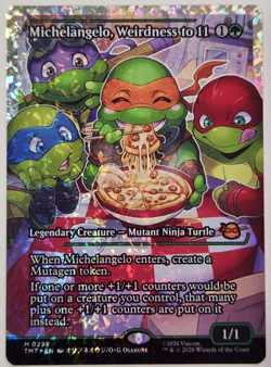 Michelangelo, Weirdness to 11 (Showcase) (Fracture Foil) -MTG TMNT - Image 1
