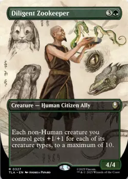 Diligent Zookeeper BORDERLESS Avatar: The Last Airbender Magic MTG NM - Image 1