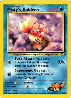 Pokemon TCG Misty's Goldeen Gym Heroes 85/132 Unlimited Common LP - Image 1