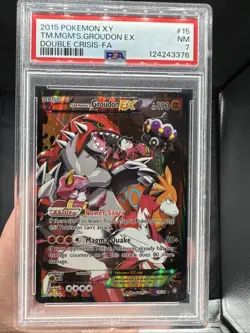 2015 Pokemon Double Crisis Team Magma's Groudon EX 15/34 Full Art PSA 7 - Image 1