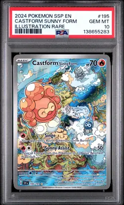 Pokemon Castform Sunny Form 195/191 Illustration Rare Surging Sparks PSA 10 - Image 1