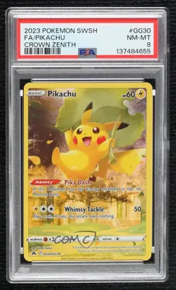 Full Art - Pikachu Pokemon Sword & Shield Crown Zenith Galarian Gallery PSA 8 - Image 1