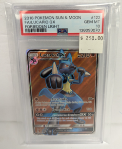 2018 Pokemon Sun & Moon #122 FA/Lucario GX Forbidden Light PSA Mint 10 - Image 3