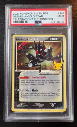 2021 POKEMON SWSH BLACK STAR PROMO #144 GRENINJA-GOLD STAR PSA 9 - Image 1