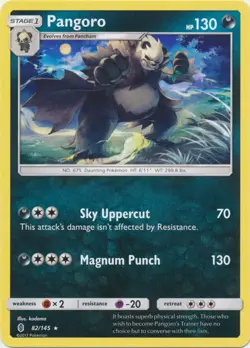 Pokemon - Pangoro - 82/145 - Rare - Sun & Moon Guardians Rising - LP - Image 1
