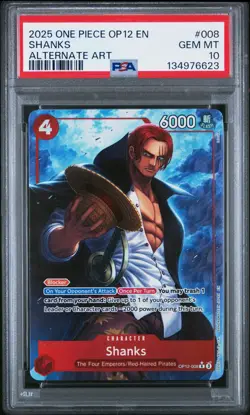 2025 ONE PIECE OP12-LEGACY OF THE MASTER ALTERNATE ART #008 SHANKS PSA 10 - Image 3