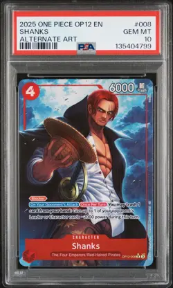 2025 ONE PIECE OP12-LEGACY OF THE MASTER ALTERNATE ART #008 SHANKS PSA 10 - Image 5