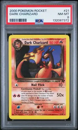 2000 POKEMON ROCKET #21 DARK CHARIZARD PSA 8 - Image 1