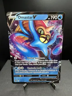 Pokemon TCG SWSH Silver Tempest Omastar V 035/195 Ultra Rare Holo NM - Image 1