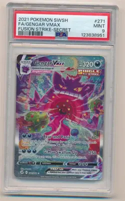 2021 POKEMON SWORD & SHIELD FUSION STRIKE SECRET FULL ART GENGAR VMAX #271 PSA 9 - Image 1