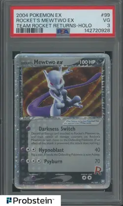 2004 Pokemon EX Team Rocket Returns Holo #99 Rocket's Mewtwo EX PSA 3 - Image 1