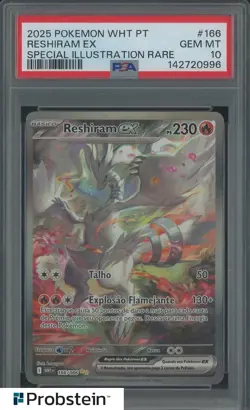 2025 Pokemon WHT Portuguese Special Illustration Rare #166 Reshiram EX PSA 10 - Image 1