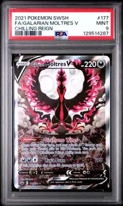 PSA 9 GALARIAN MOLTRES V 177 CHILLING REIGN ALT ART SWORD & SHIELD POKEMON MINT - Image 1