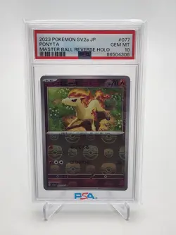 2023 Pokemon SV2a Japanese Ponyta Master Ball Reverse Holo #077 PSA 10 - Image 1