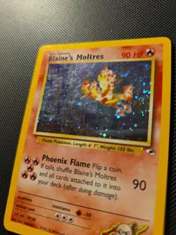 Pokemon TCG Blaine's Moltres Gym Heroes Holo 1/132 Unlimited Rare Half Swirl - Image 2