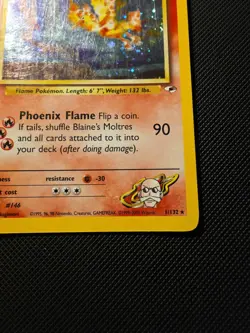 Pokemon TCG Blaine's Moltres Gym Heroes Holo 1/132 Unlimited Rare Half Swirl - Image 3