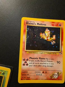 Pokemon TCG Blaine's Moltres Gym Heroes Holo 1/132 Unlimited Rare Half Swirl - Image 5
