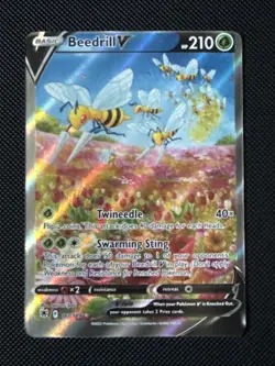 Pokemon Beedrill V 161/189 Alt Art - Astral Radiance *MISCUT (Alignment Dots)* - Image 1