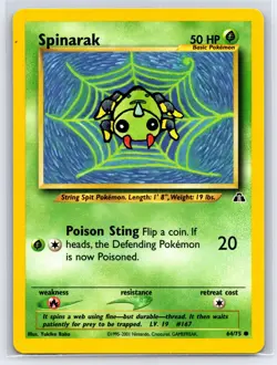 2001 Pokemon TCG - Neo Discovery Spinarak 64/75 Unlimited - LP - Image 1