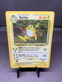 Pokemon TCG Raichu Base Set Unlimited Holo Rare #14/102 VTG WOTC 1999 LP/MP - Image 1