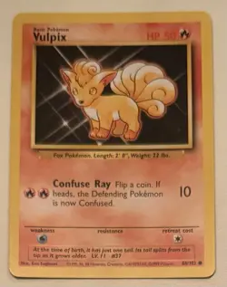 Pokemon TCG Vulpix #68/102 Non Holo Vintage 1999 Base Set - Image 1
