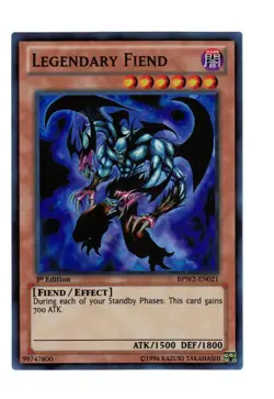 Yugioh- 1X Legendary Fiend - Super Rare - 1st Edition - BPW2-EN021 - Near Mint - Image 1