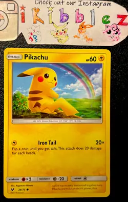 Pikachu 28/73 NM Non Holo Shining Legends Rainbow Art Pokemon Card. Ships Fast! - Image 1