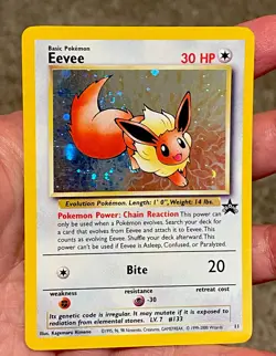 Eevee - 11 Black Star Promo Pokemon Card Swirl Rare LP Vintage Old Eeveelution - Image 1