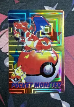 Pokemon Charizard Pikachu Stamp 1998 Bandai Vintage Vending Prism Sticker Card - Image 1