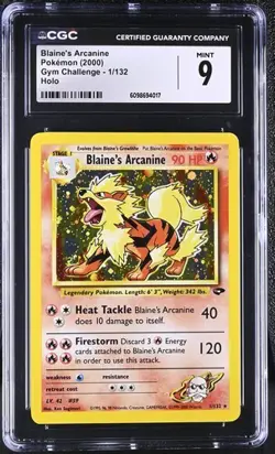 CGC 9 BLAINE'S ARCANINE 1 GYM CHALLENGE HOLO POKEMON MINT - Image 1
