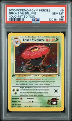 2000 POKEMON GYM HEROES HOLO-1ST ED #5 ERIKA'S VILEPLUME PSA 10 - Image 1