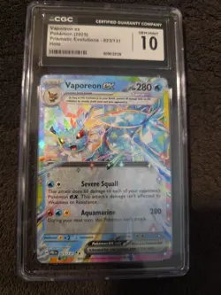 CGC GEM MINT 10 2025 Pokemon VAPOREON EX 023/131 Prismatic Evolutions - Image 1