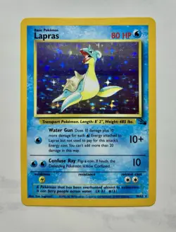 Lapras 1999 Pokemon Game Fossil Unlimited Holo Rare #10/62 * Light Play - Image 1