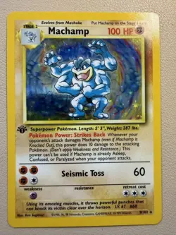 Machamp 8/102 1st Edition Holo Rare Base Set Pokemon TCG NM - Image 1